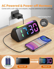 RGB Nightlight Digital Alarm Clock – Dual Alarm, Large Display, Snooze, Adjustable Brightness