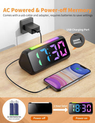 RGB Nightlight Digital Alarm Clock – Dual Alarm, Large Display, Snooze, Adjustable Brightness