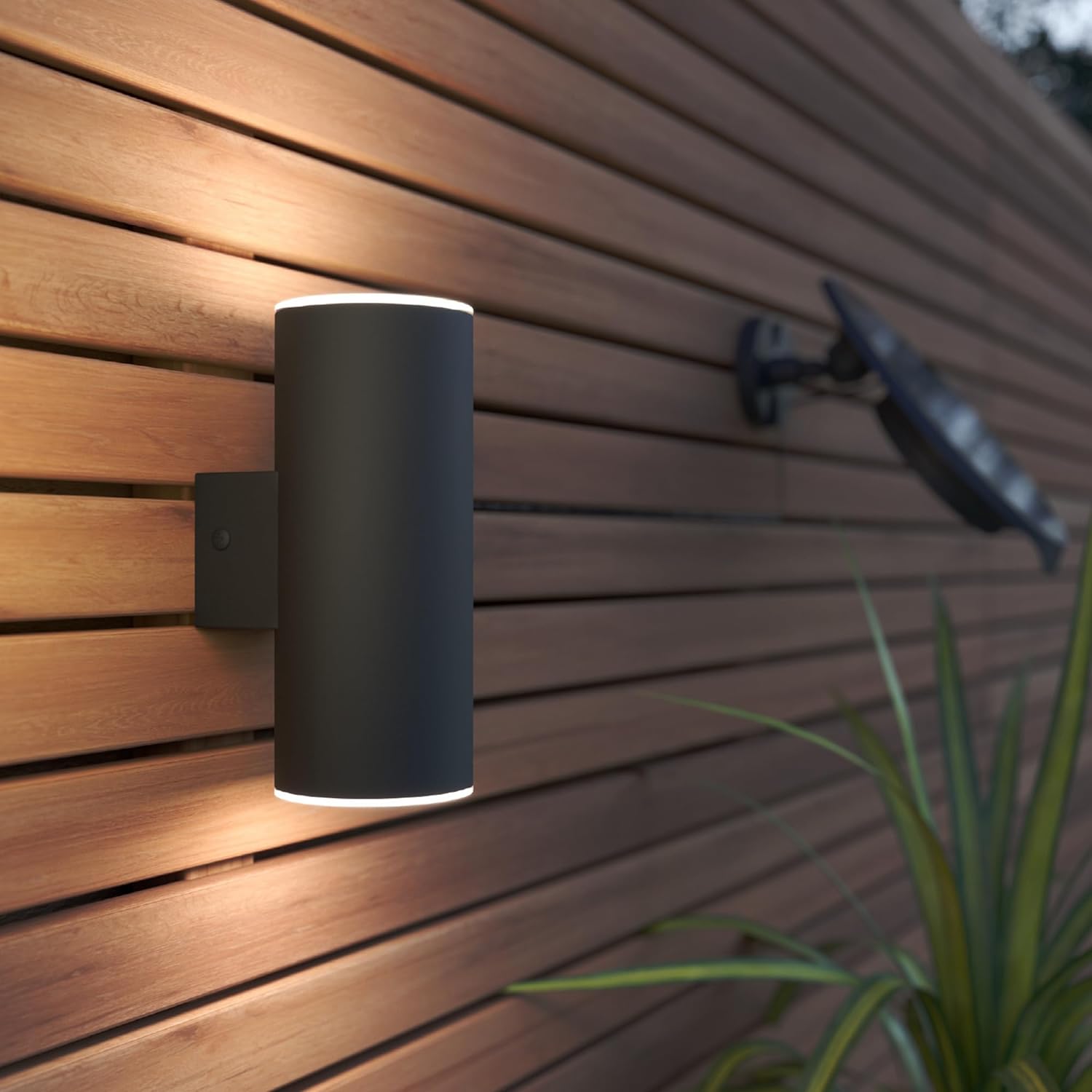 Chester Up & Down Solar Powered Outdoor Wall Light - USB Rechargeable, Powered by Leaf, Anthracite