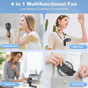 Hand Held Fan, Portable Handheld USB Rechargeable Fans with 4 Speeds, Personal Battery Powered Mini Desk Desktop Fan, Small Electric Hand Fan Folding for Home Office Indoor Outdoor Travel (Black)