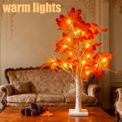 LED Maple Tree Table Lamp with 24 LEDs, USB or Battery Powered Decorative Tree Light for Autumn and Christmas Home Décor