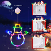 Christmas LED Window Lights Set, 3 Pack Multicolour Santa Hat, Snowman & Stocking with Suction Cups | Battery Operated Lights with Timer & Slow Fade Mode for Christmas Decoration