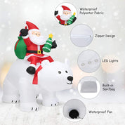 8FT LED Santa on Polar Bear – Self-Inflating, Built-in LED, Waterproof