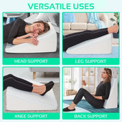 Extra Large Foam Wedge Cushion – Bed & Leg Rest Pillow with Washable Cover, 20"x18"x11"