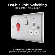 Cooker Control Unit Switch with Socket and LED 45A