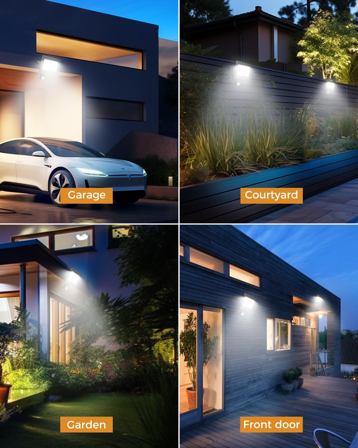 Security Lights Outdoor PIR Motion Sensor 10W LED Floodlight Waterproof for Garden Garage Patio