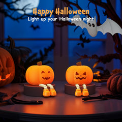 Kids Pumpkin Silicone Night Light Rechargeable Safe Halloween Room Decor