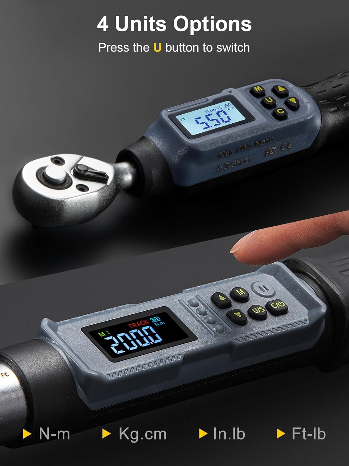 Digital Torque Wrench Set 1/4" & 1/2" Adjustable with LED