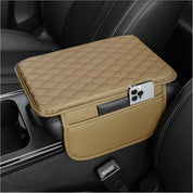 Upgraded Car Armrest Cover – Black Microfiber Leather Console Cushion with Storage