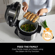 Foodi 11-in-1 SmartLid Multi-Cooker 6L – Electric Pressure Cooker & Air Fryer with Reversible Rack – Stainless Steel/Black