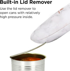 Kitchen Mama Auto 2.0 Electric Can Opener – Hands-Free, Smooth Edge, Battery Operated, Food-Safe Blade, One-Touch Use – Marble White