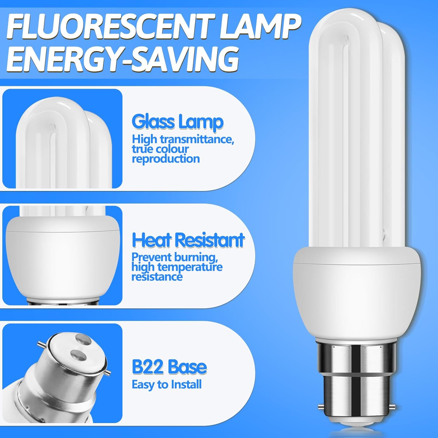 B22 11W CFL Energy Saving Bayonet Light Bulb 3 Pack