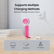Airmate Portable Mini Turbo Handheld Fan, USB Fans Rechargeable Battery Powered, Electric Turbo Fans, 5 Speeds, Desktop Personal Adjustment Fan with Buckle for Cooling Travel, Camping, Home Office
