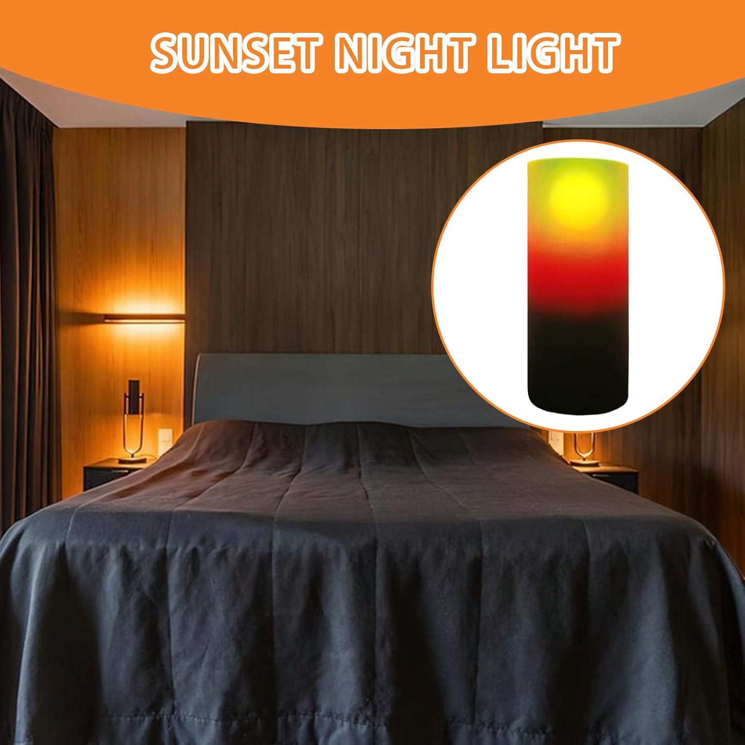 Sunset Night Light – Dawn & Dusk Simulation Lamp, 10x23cm Ambient Glow for Desk, Room Décor, Nightstand, or Studio