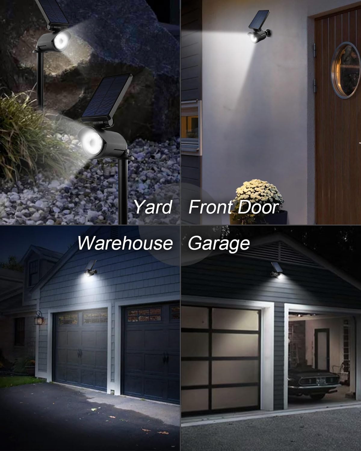 Solar Security Lights, Motion Sensor, IP66 Waterproof, Wall/Ground Mount for Yard and Garden