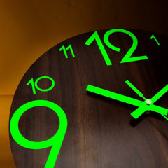 Silent Wooden Wall Clock – Non-Ticking with Night Light for Home & Office