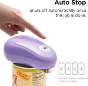 Kitchen Mama One-Touch Electric Can Opener – Effortless Hands-Free Use, Auto Stop, Smooth Edge, Food-Safe, Battery Operated (Purple)