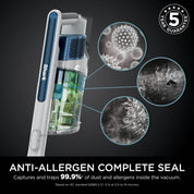 Shark PowerPro Cordless Stick Vacuum Cleaner, Lightweight Flexible Vacuum with Floor Detect & Anti-Hair Wrap Technology, Anti-Allergen Complete Seal, Handheld Mode, Navy Metallic