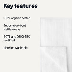 100% Organic Cotton Waffle Tea Towels – Ultra Absorbent, Quick Dry, Lint-Free, 6-Pack