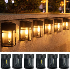 4-Pack Solar Fence Lights, Waterproof Retro LED Wall Lights, Outdoor Garden Decor for Patio, Decking, Gate, Yard (Warm White)