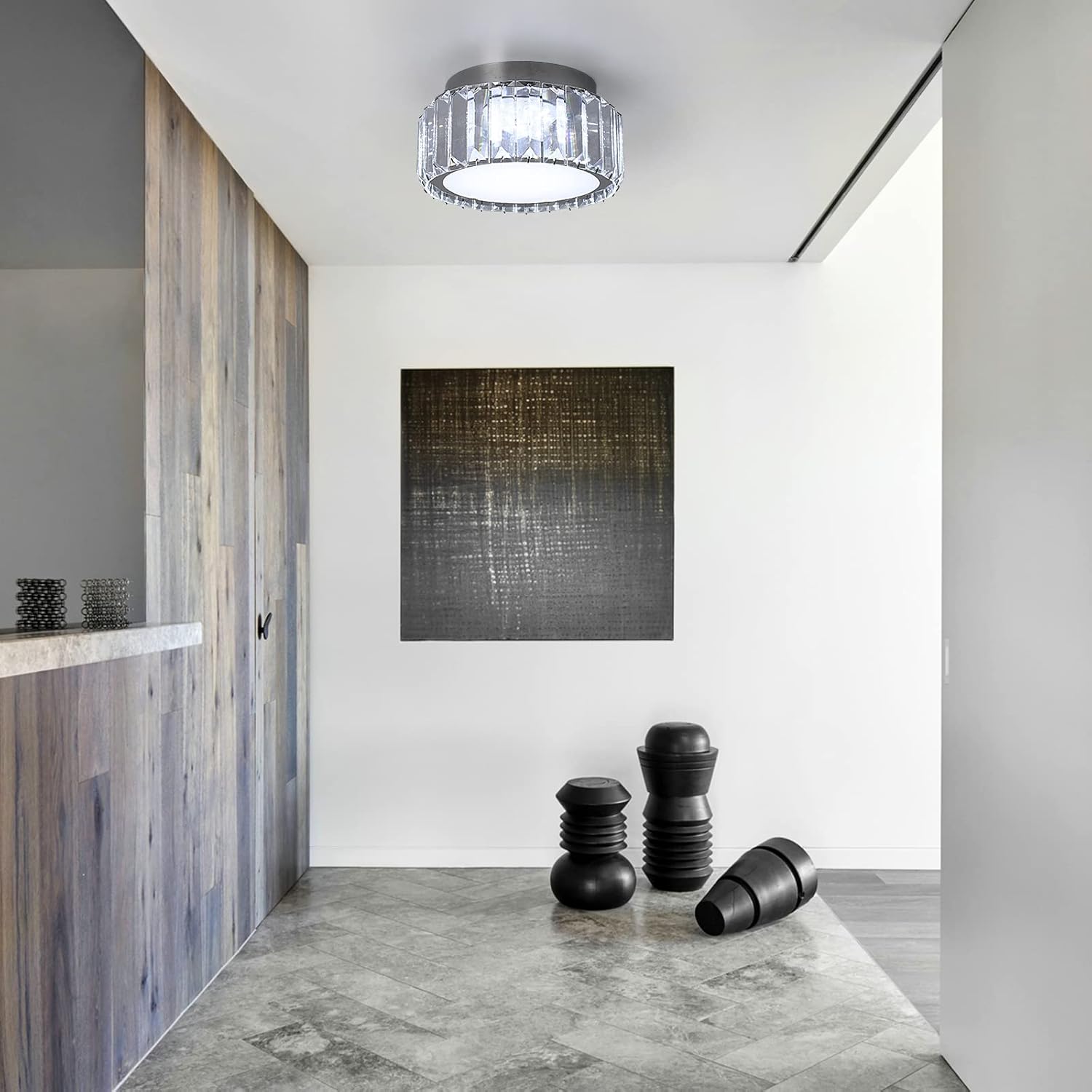 Modern Crystal Ceiling Light Flush Mount LED Fixture for Home