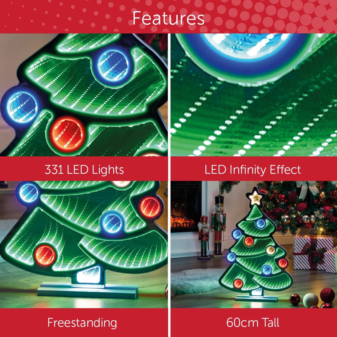 Decorative Christmas tree infinity light for table display