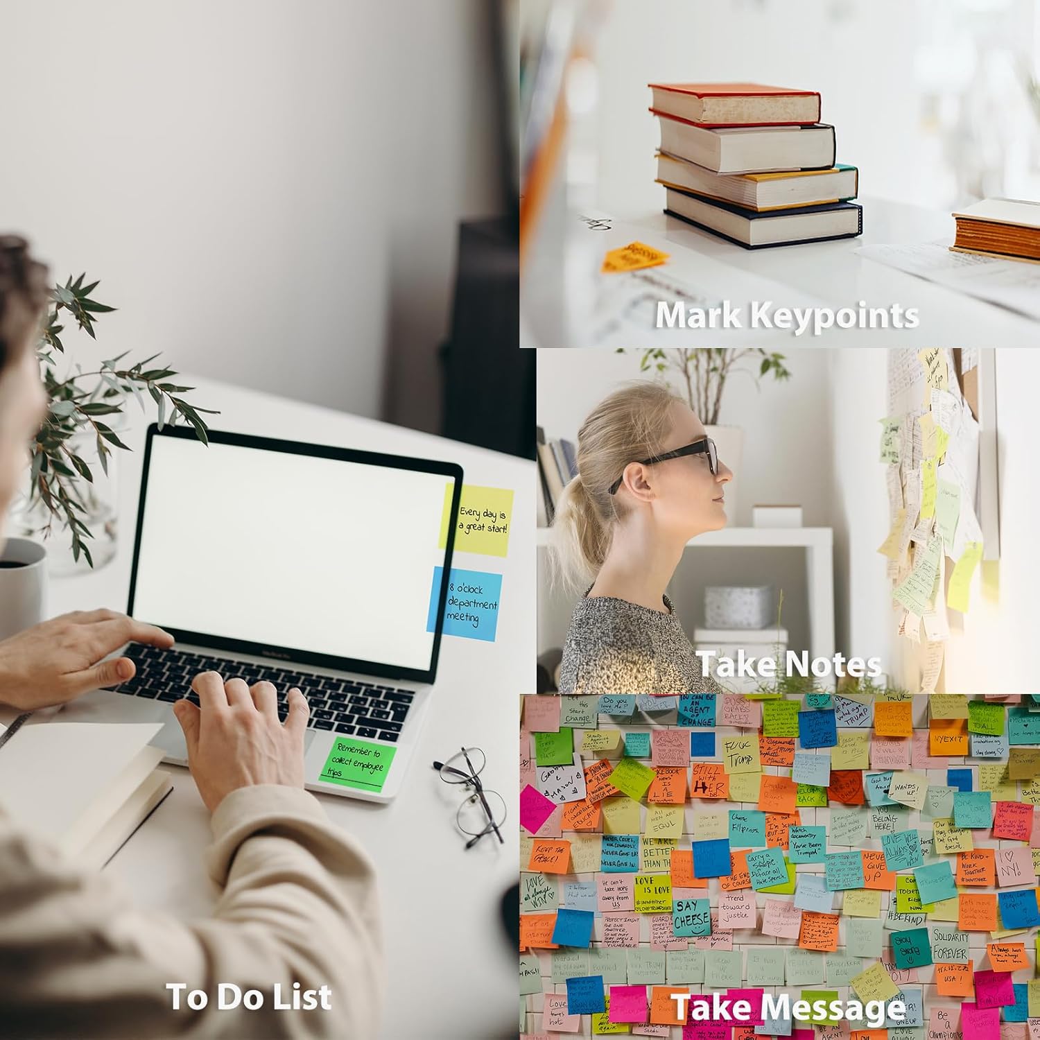 Sticky Notes 3x3 Inch, 16 Pads Multi-Color Self-Stick Note Set for Office & School