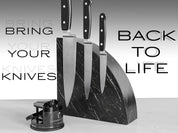 Manual Knife Sharpener – Safe, Compact & Professional 2-Stage Sharpener for Kitchen, Serrated & Outdoor Blades – Ergonomic Handle & Non-Slip Base – Durable Tungsten Carbide, Black