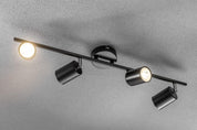Modern 4 Way GU10 Ceiling Spotlight Black Adjustable Bar Light Fitting