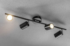Modern 4 Way GU10 Ceiling Spotlight Black Adjustable Bar Light Fitting