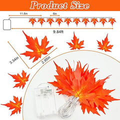 3M Maple Leaf Fairy Lights 20LED Battery Operated with Timer for Halloween, Thanksgiving, Christmas Party, Table Decoration