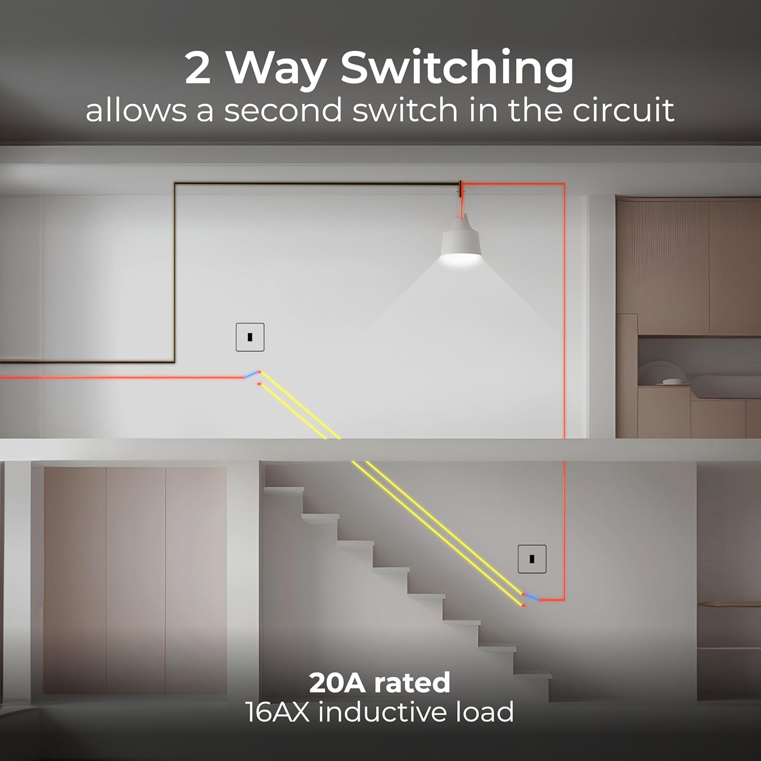 Single 2 Way Screwless Light Switch Matt Blue 20A