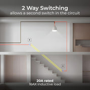 Single 2 Way Screwless Light Switch Matt Blue 20A