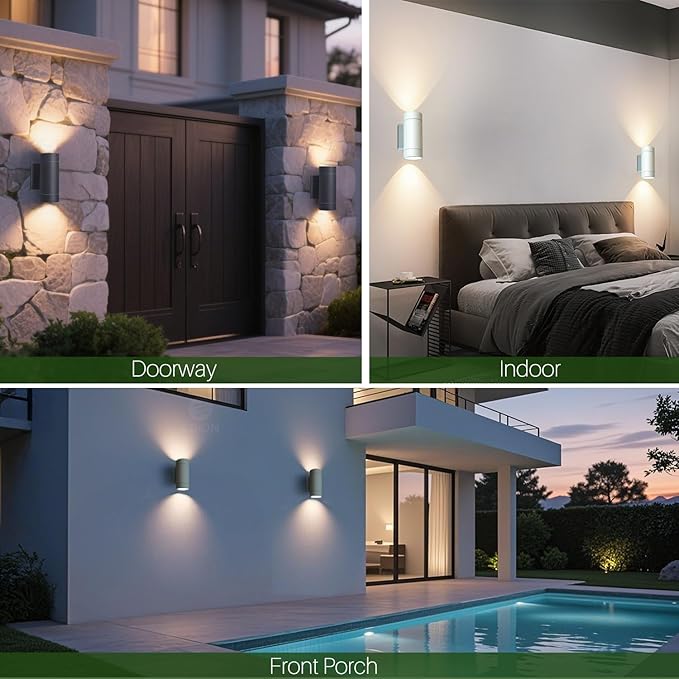 Outdoor Wall Light – IP54 Waterproof Up & Down Exterior Wall Sconce, Anthracite Aluminium, GU10 Mains Powered, 1 Pack