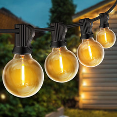 Outdoor Lights Mains Powered 10M/33FT 20+2 LED Garden Lights, Shatterproof Waterproof Outside Lights, Warm White String Lights for Garden, Yard, Wedding, Christmas, Gazebo, Fence, Roof, Party