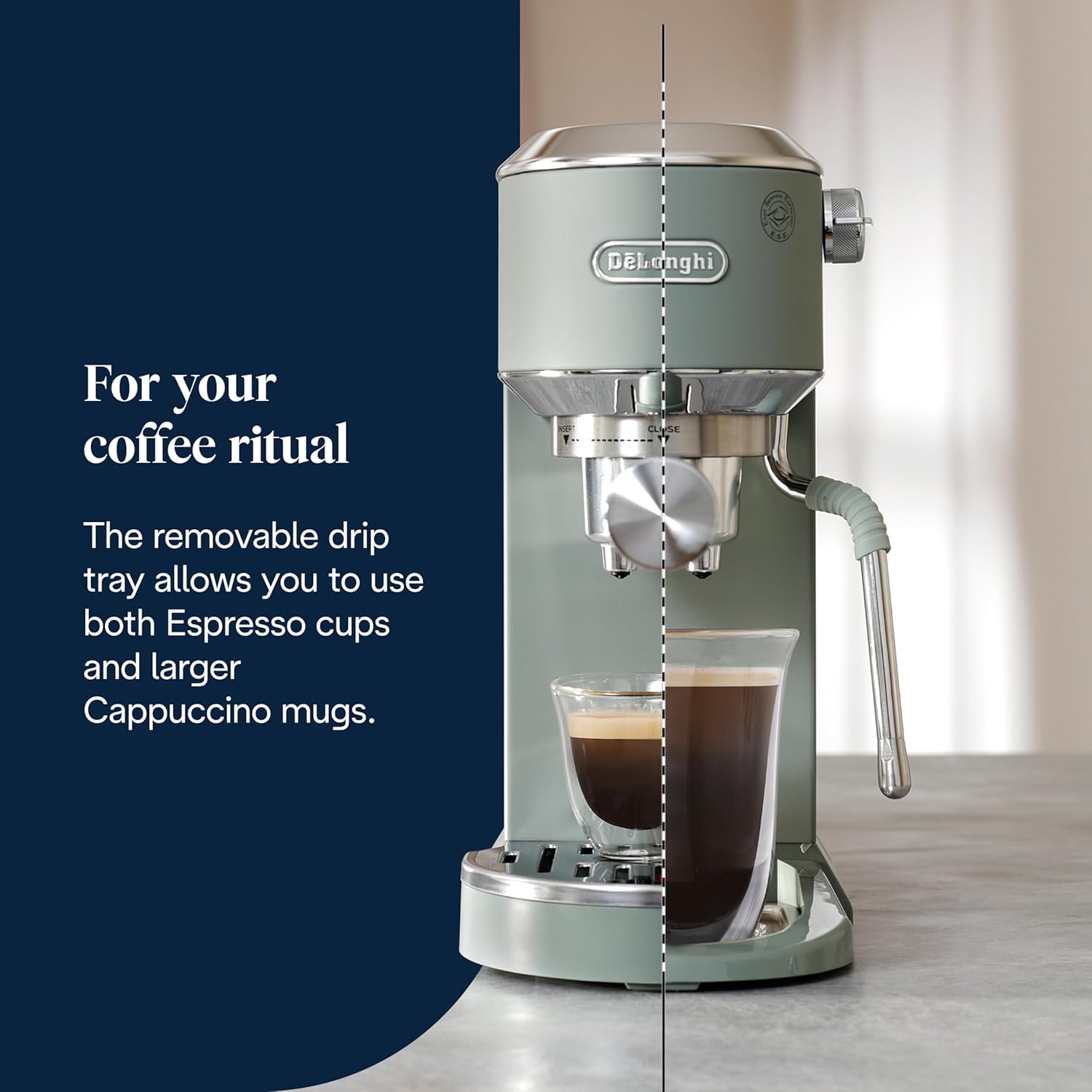 Duo EC890.GR Traditional Barista Pump Coffee Machine – Espresso & Cold Brew Maker with Steam Wand – Green