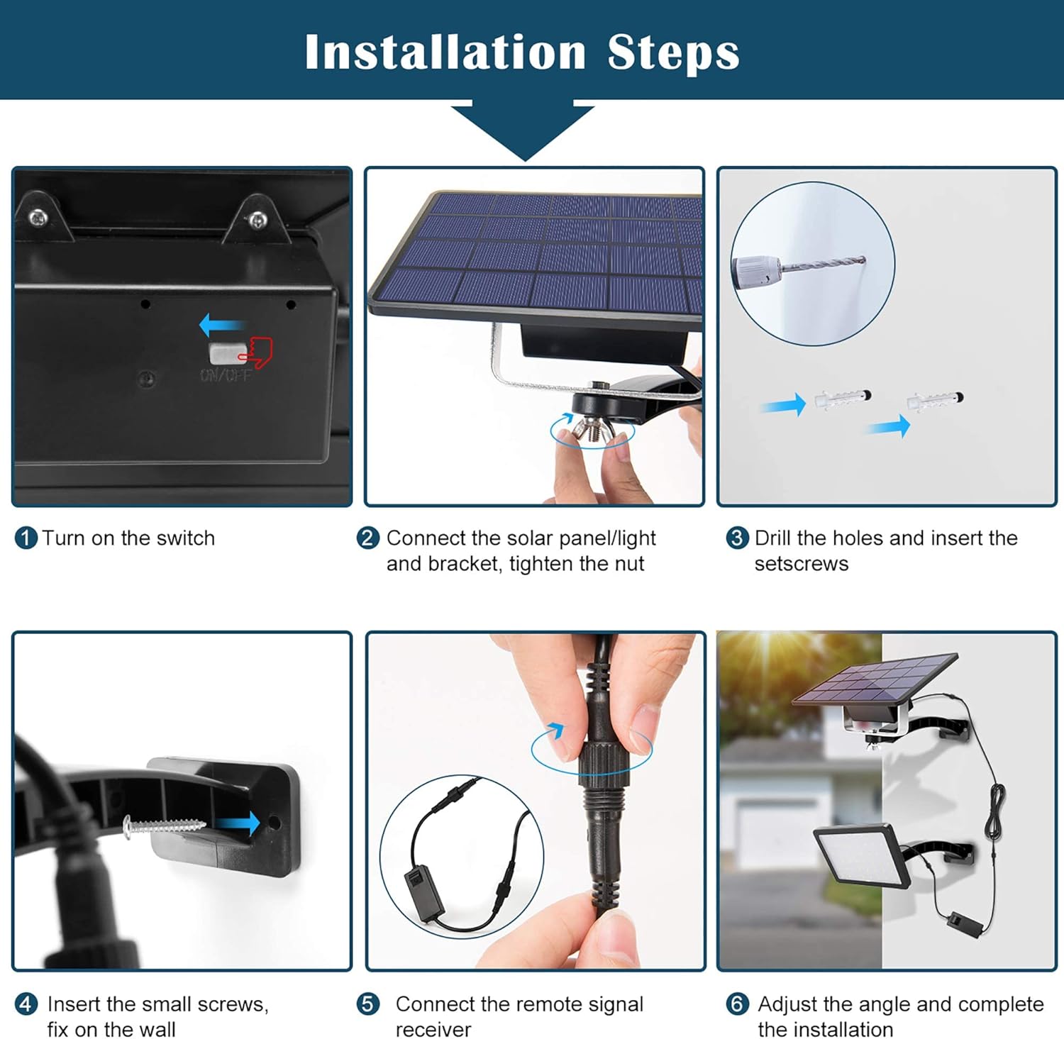 Solar Security Lights 1000 Lumen Solar Flood Light with 5500mAH Battery Outdoor Wall Light Dusk to Dawn Lighting IP65 Waterproof for Garden Shed Patio Garage Balcon