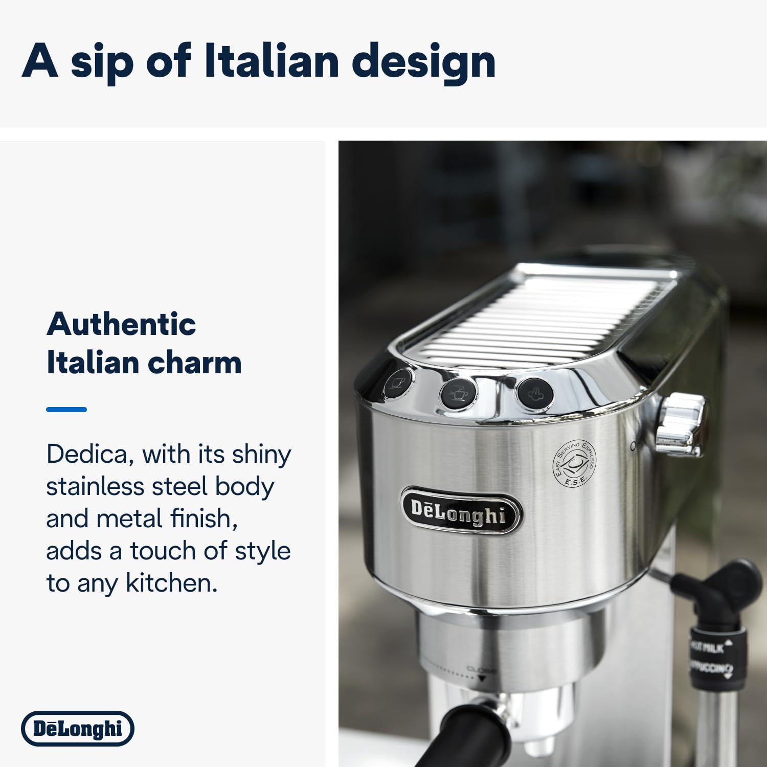 De’Longhi Dedica EC685M Traditional Pump Espresso Machine – Silver | Coffee & Cappuccino Maker, 15 Bar Pressure
