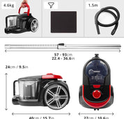Duronic VC7020 Powerful 800W Bagless Cylinder Vacuum Cleaner 2.5L HEPA Filter, Turbo Brush, Lightweight Cyclonic Vacuum for Pet Hair