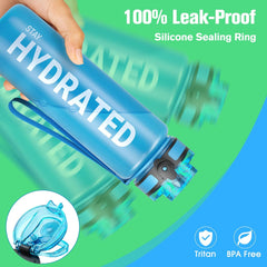 1L Leakproof Motivational Water Bottle – BPA-Free Tritan Sports Bottle with Time Marker
