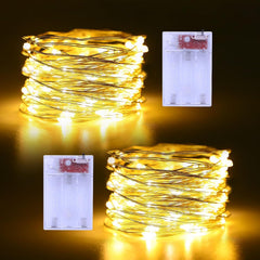 2 Pack 50 LED Fairy Lights, 5M Battery Operated Silver Wire, Waterproof Micro Twinkle Lights for Indoor Decor (Warm White)