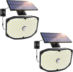 2-Pack Solar Powered Security Lights - 146 LED Super Bright White, IP65 Waterproof, Outdoor Motion Sensor Lights for Front Door, Yard, Garage, and Garden