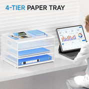 4-Tier Mesh Desk Organiser with Handle – Letter Tray & Magazine File Holder, White