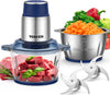 TENKER Food Processor 2L+2L Bowls, Bi-Level Blades, Chopper & Meat Grinder