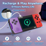 16-Bit Handheld Game Console – 216 Retro Games, 3.2" IPS Screen, Rechargeable for Kids
