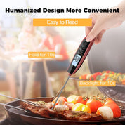 Instant Read Meat Thermometer with LCD Backlight, Black Red