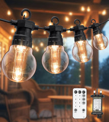 LITOHOM 46ft Solar Festoon Lights - 30 Shatterproof G50 Bulbs, USB Port & Remote Control, IP65 Waterproof for Garden & Wedding Decor