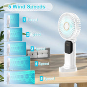 Portable Handheld Fan 5000mAh, 5-Speed USB Mini Fan