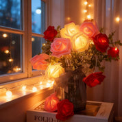 Rose Flower Fairy String Lights 6M with 40 LEDs, Battery Operated Decorative Lights for Romantic Indoor Décor