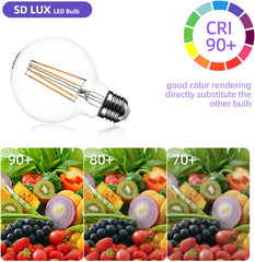 G80 E27 Vintage Globe LED Bulbs 8W 1000lm 6 Pack